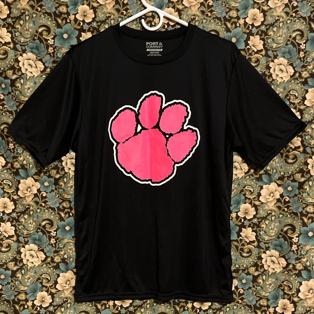 Black with Pink Paw Tiger Fight Cancer AwarenessT-Shirt Girls Adult Size Small
